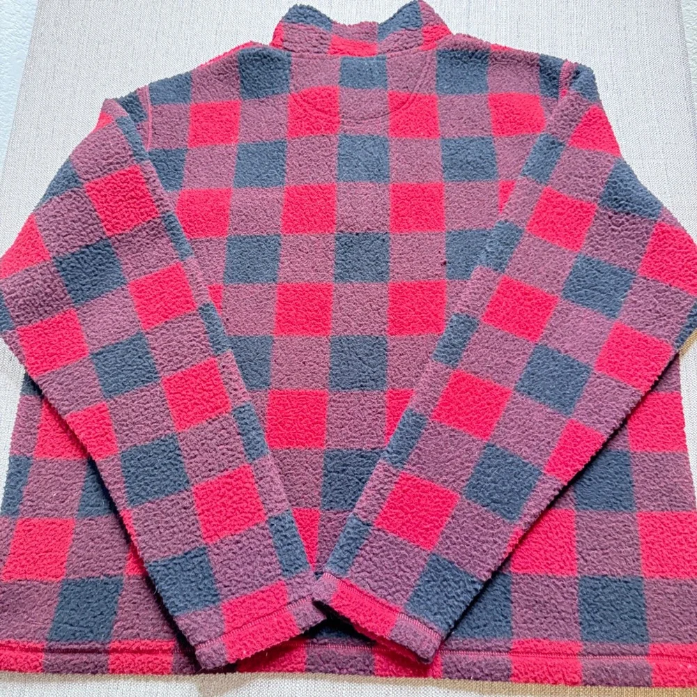 Wrangler Authentics Mens Red Black Buffalo Plaid Fleece Quarter Zip Pullover 2XL